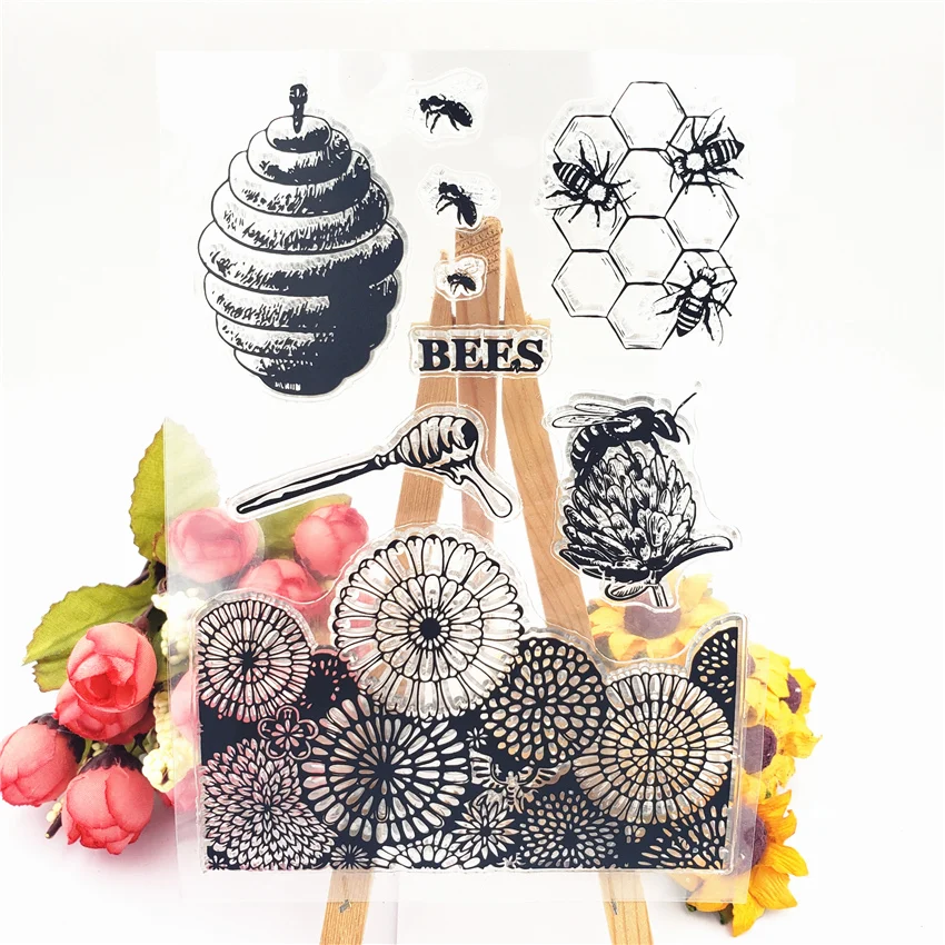 Hot sale Sunflower hive Transparent Clear Stamps / Silicone Seals Roller Stamp for DIY scrapbooking photo album/Card Making | Дом и сад