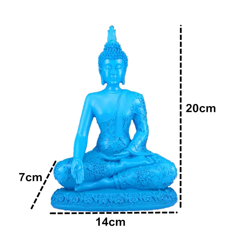 20x14x7 cm VILEAD синяя статуя Будды из смолы Таиланд Буддизм скульптура индуистский Будда статуэтки миниатюры фэншуй Винтаж Домашний Декор подарки - Цвет: 20x14x7 cm