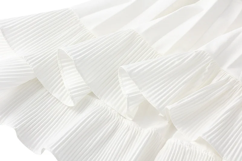 

New Autumn Pleated Skirt High Waist Irregular Hem Flouncing Women Long Skirts Women White Skirts skirt woman skirts