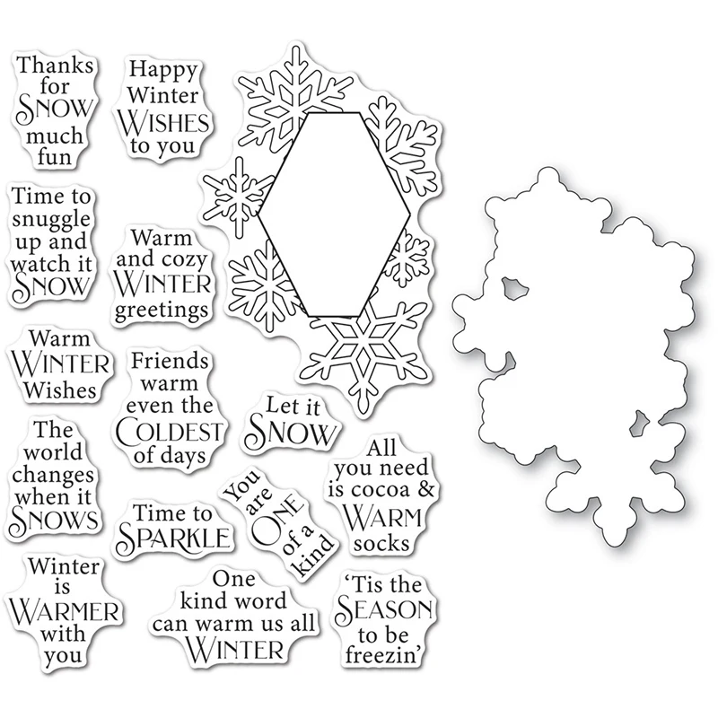 

2021 New Merry Christmas Snowflake Frame Clear Stamps and Metal Cutting Dies For Craft Making Paper Greeting Card Scrapbooking