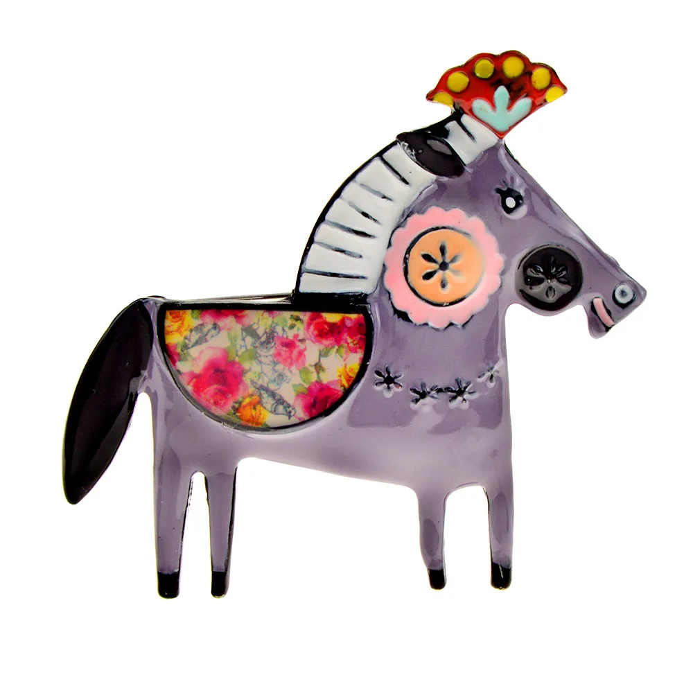 CINDY XIANG Cute Enamel Horse Brooches For Women 4 Colors Available Fashion Animal Pin Cartoon Jewelry Winter Coat Accessories