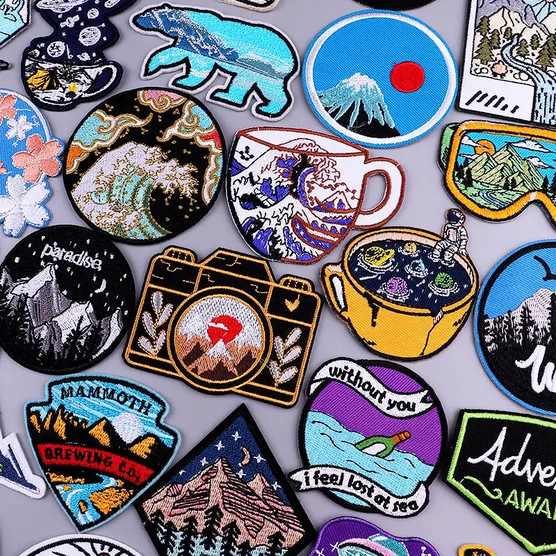 Pulaqi нашивка с изображением горных волн для одежды нашивки путешествий на одежду