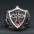 Мужская Мода Тренд кольцо красный крест щит кольцо рыцаря для маленьких мальчиков подарок