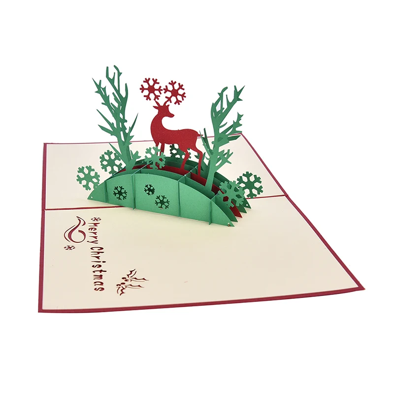 3D выдвижные праздничные поздравительные открытки снеговик Иисус олень