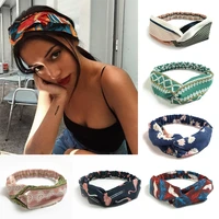 2021 new design fashion women summer style headbands bohemian girl cross turban bandage bandanas hairbands hair accessories