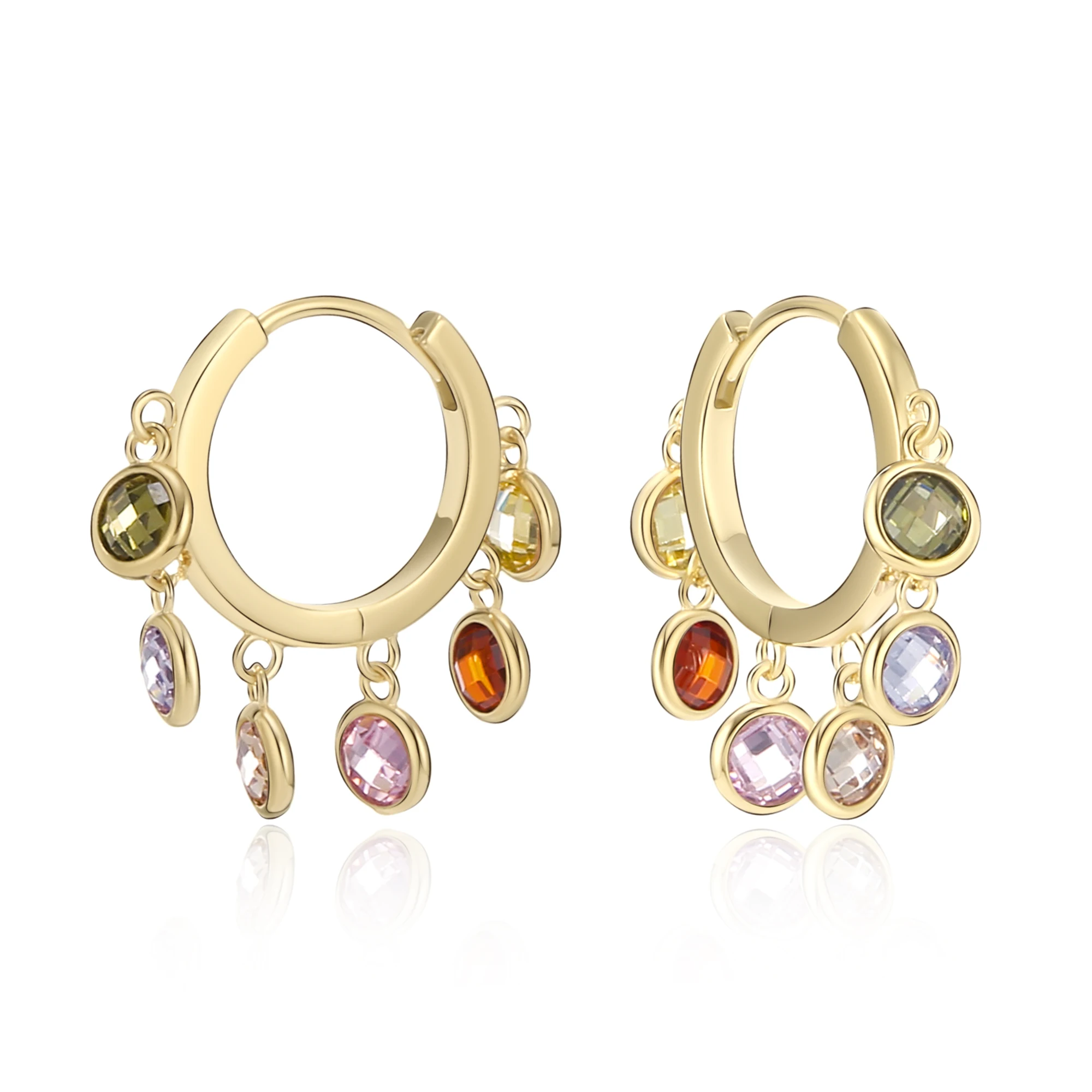 

Romantic Sweet Hoops Earrings For Women Stainless Steel Birthstone Pendant Wife Anniversary Jewelry Gift Free Shipping 2021