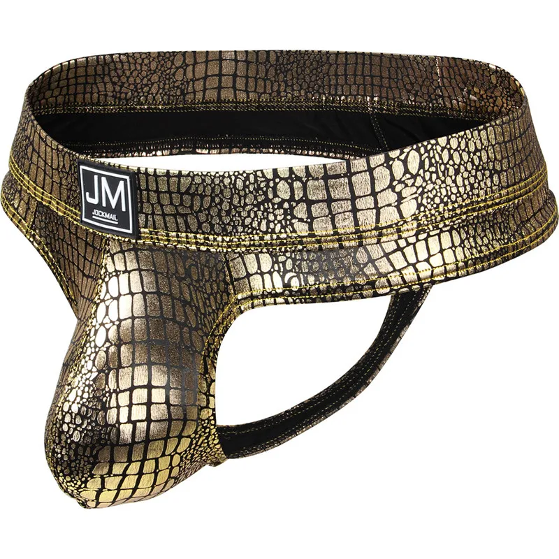 Jockmail сексуальное мужское нижнее белье Jockstrap змеиная кожа hong мужские Слип hombre Cuecas