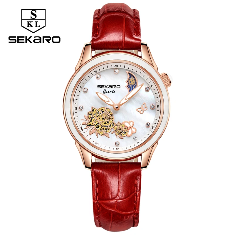 Женские керамические кварцевые часы с бабочкой и сапфировым стеклом|Женские
