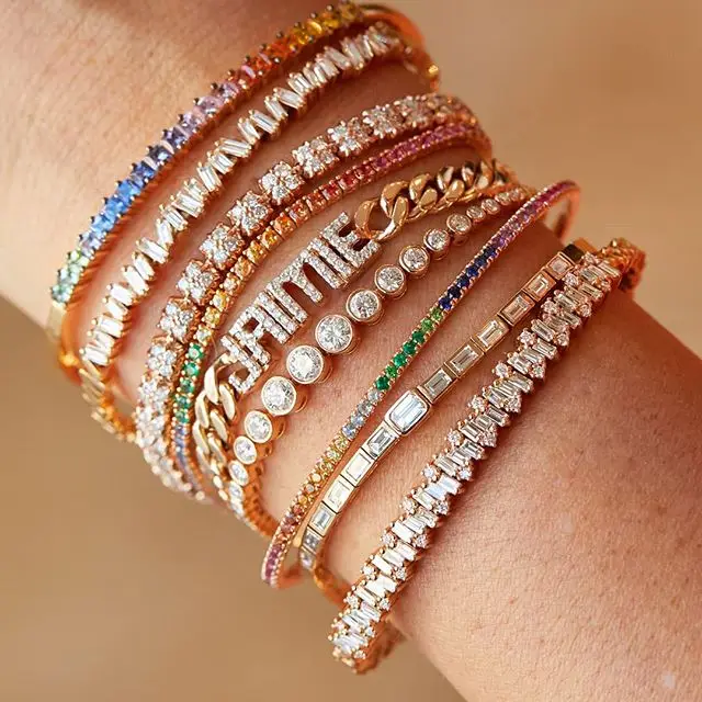 2021 роскошные классические модные разноцветные браслеты с радужным кубическим