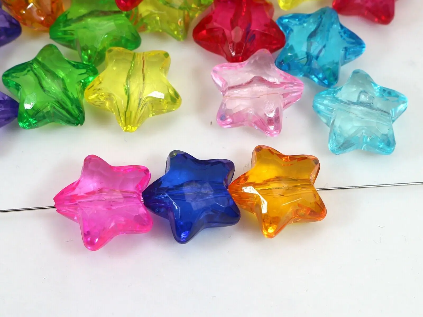 

50 Mixed Color Transparent Acrylic Star Charm Beads 20X20mm Kids Crafts