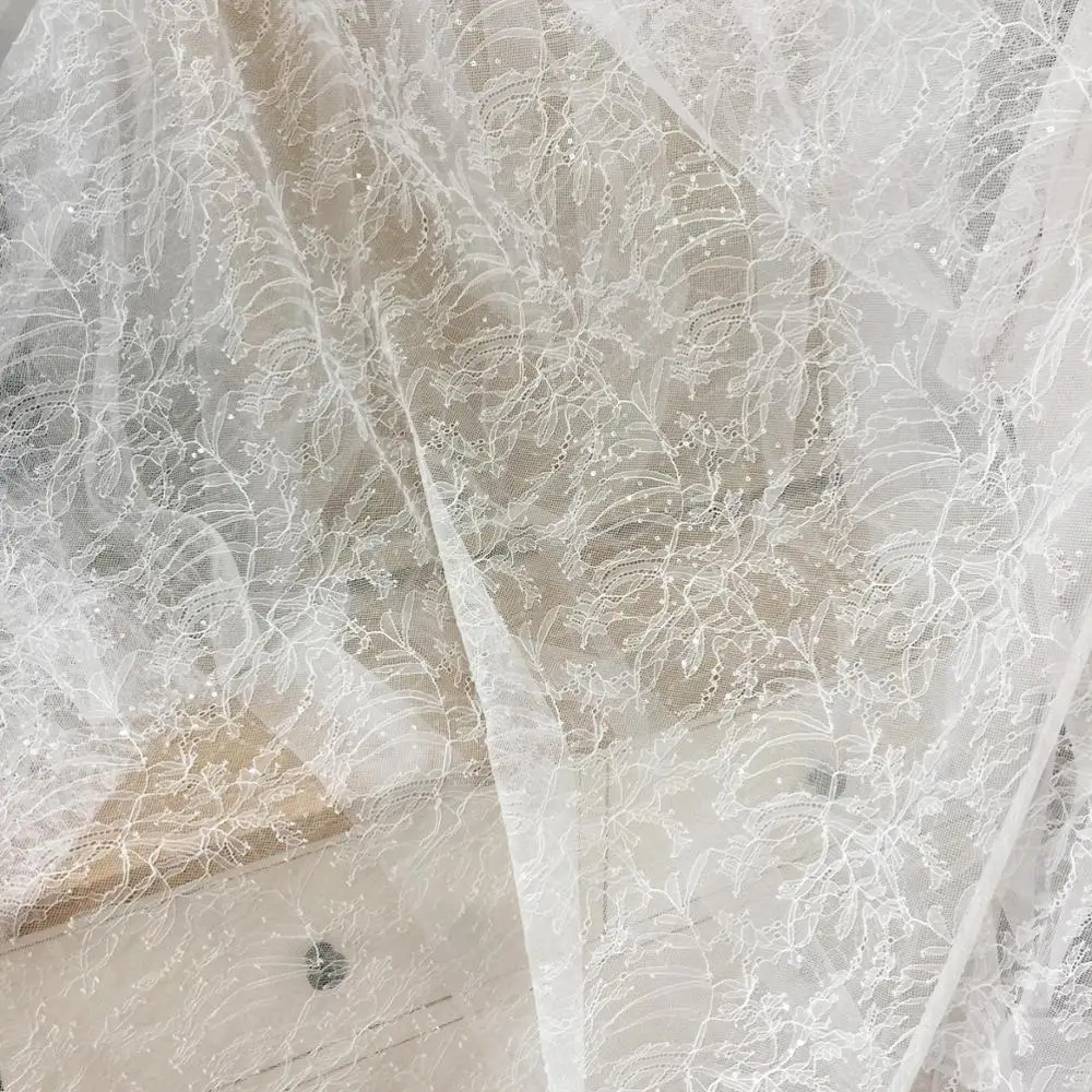 5 ярдов/партия кружевная ткань с блестками и вышивкой в виде листьев многослойная