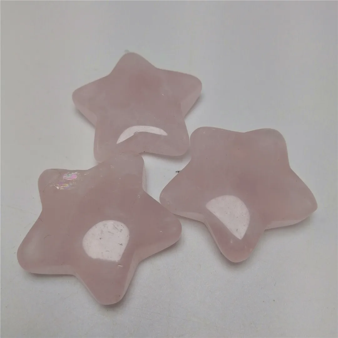 

1 pc 30mm natural rose quartz crystal power star stone chakra crystal reiki carving pendant necklace women Chinese Fengshui