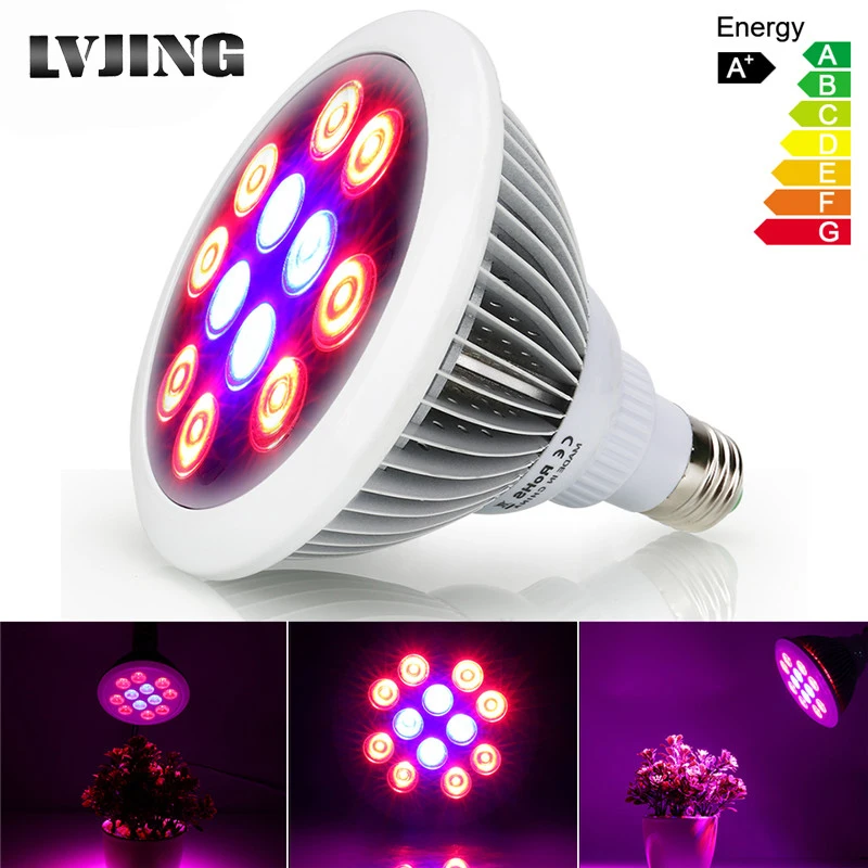 Фитоламсветильник светодиодная 24 Вт для гидропонных систем E27 лампа полного