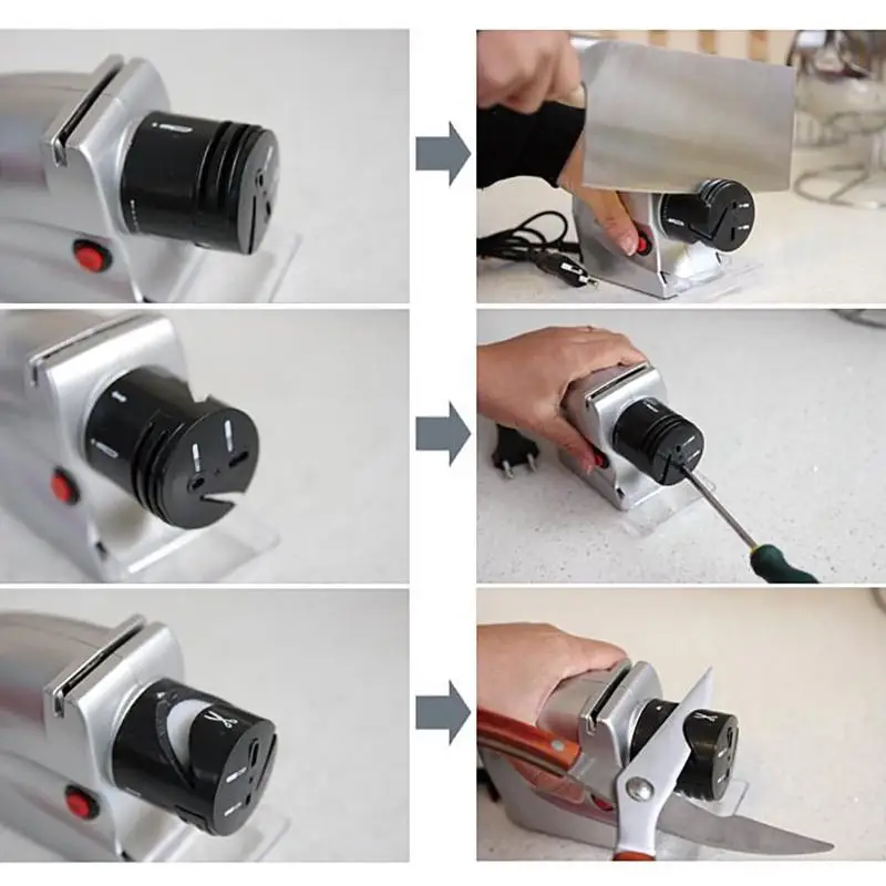 Electric Knife Sharpener Speedy Automatic Self-abrasive Diamond Ceramic Stainless Steel Sharpening Tool EU Plug Random Color | Дом и сад
