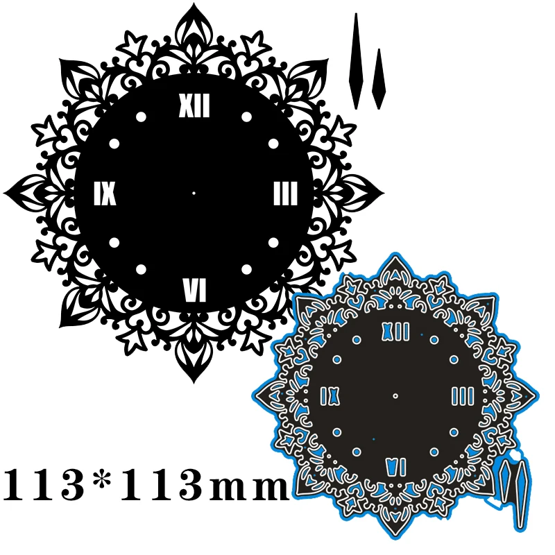 

New Metal Cutting Dies Lace Clock For Card DIY Scrapbooking stencil Paper Craft Album template Dies 113*113mm