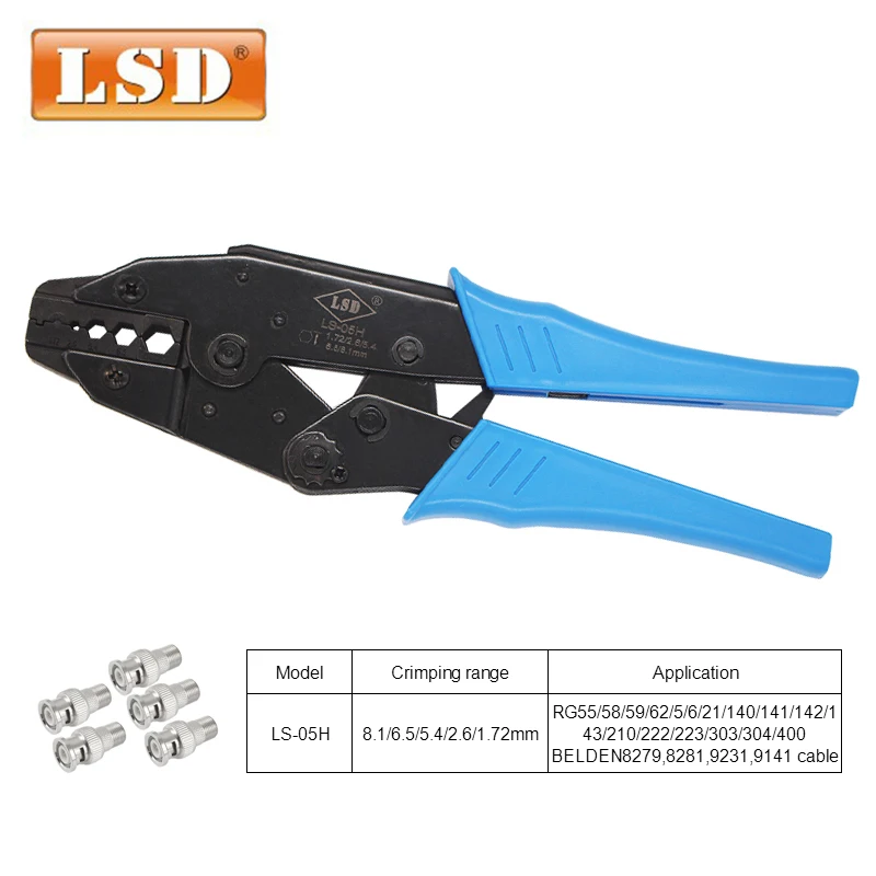 LS 05H коаксиальный обжимной инструмент для кабеля RG55 RG58 RG59 RG6 lmr400 Обжимные щипцы BNC
