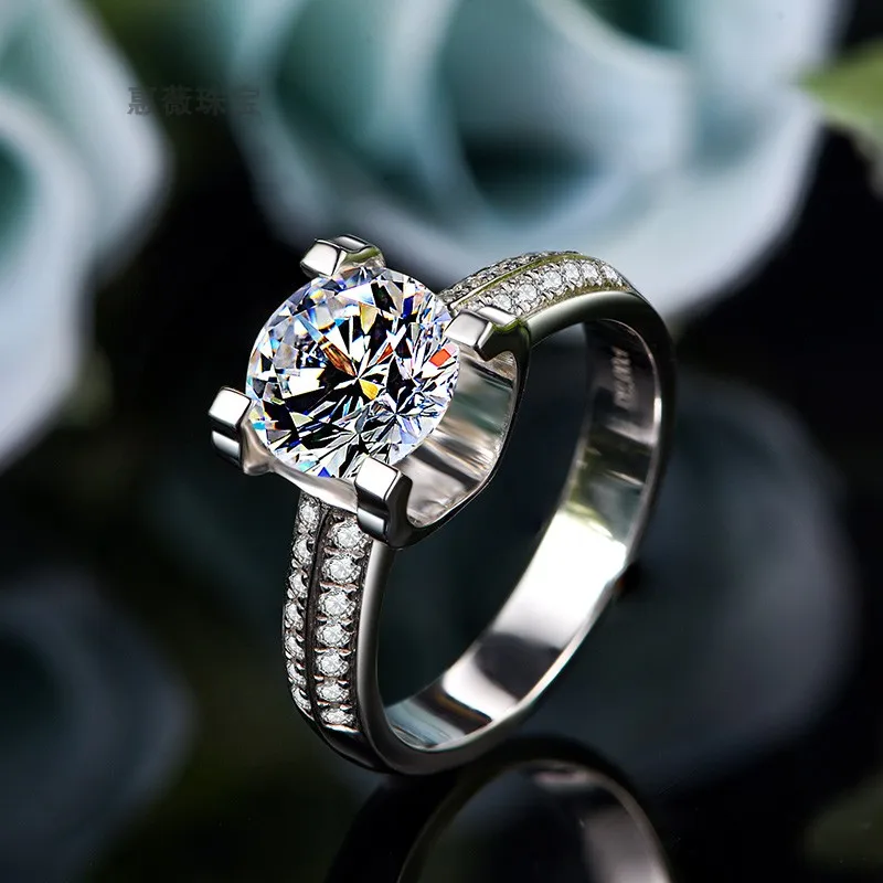 Обручальное кольцо 1ct DF Moissanite лучистое ограненное из моисанита Halo Stone для женщин