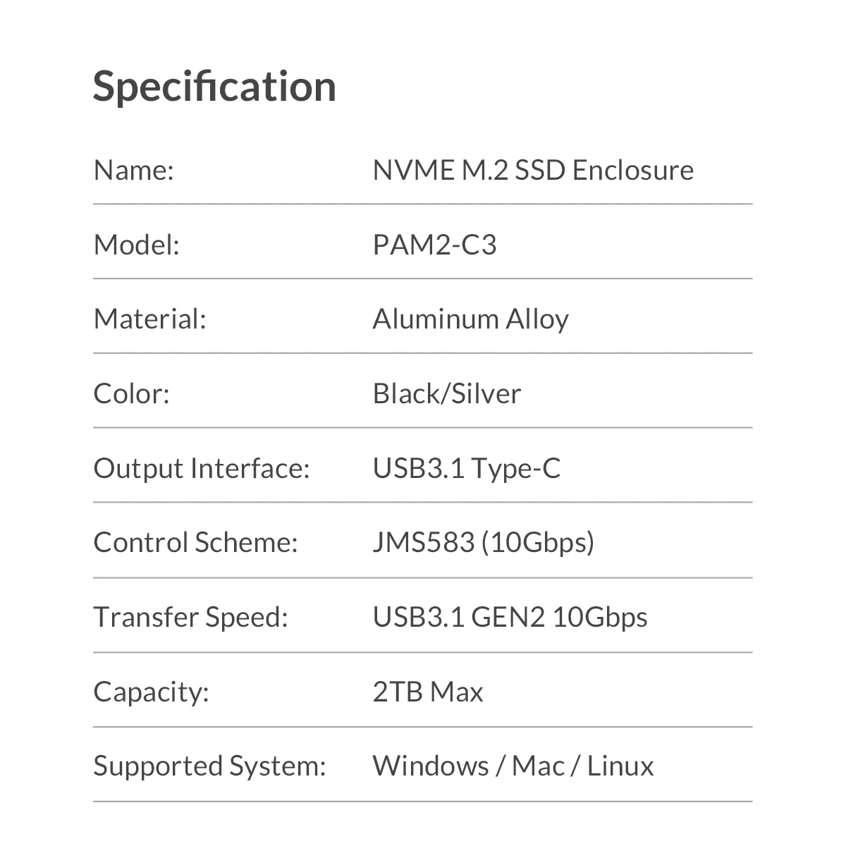 Чехол ORICO 10 Гбит/с M2 NVMe SSD с выдвижным интерфейсом type C USB3.1 UASP M.2 USB NVME корпус алюминиевый жесткий диск коробка