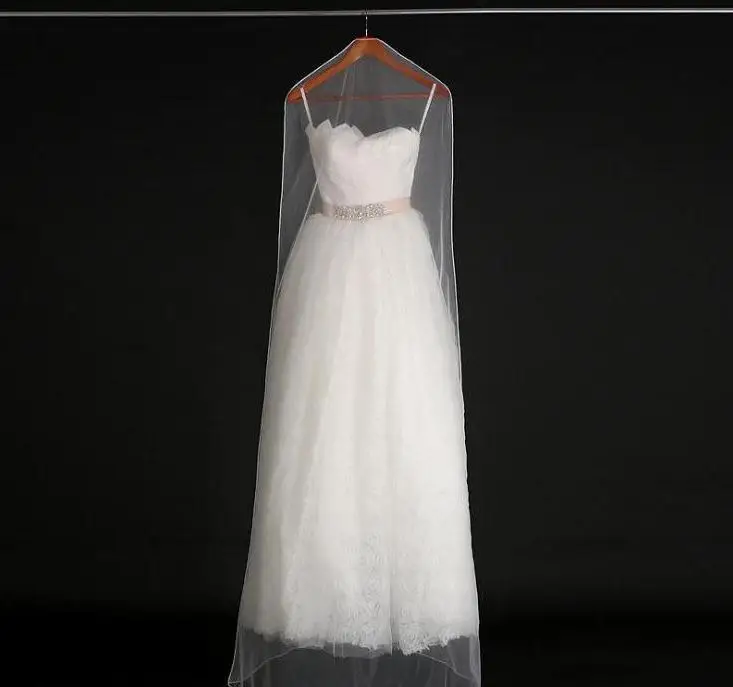 

50pcs 160cm 180cm Transparent Wedding Dress Dust Cover Soft Tulle Garment Bags Bridal Gown Scratch Resistant Net Yarn Bag