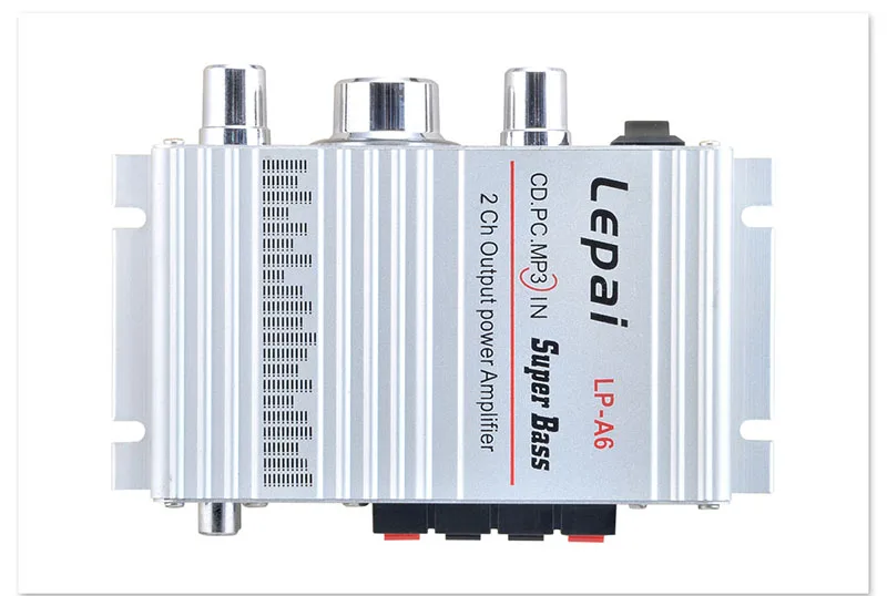 Tanie Lepy A6 Wzmacniacze 2x15W 2.0 Kanałowy Mini Stereo Klasa AB Dac Bas I Góra Regulacja DC 12V Dla Wzmacniacza Samochodowego