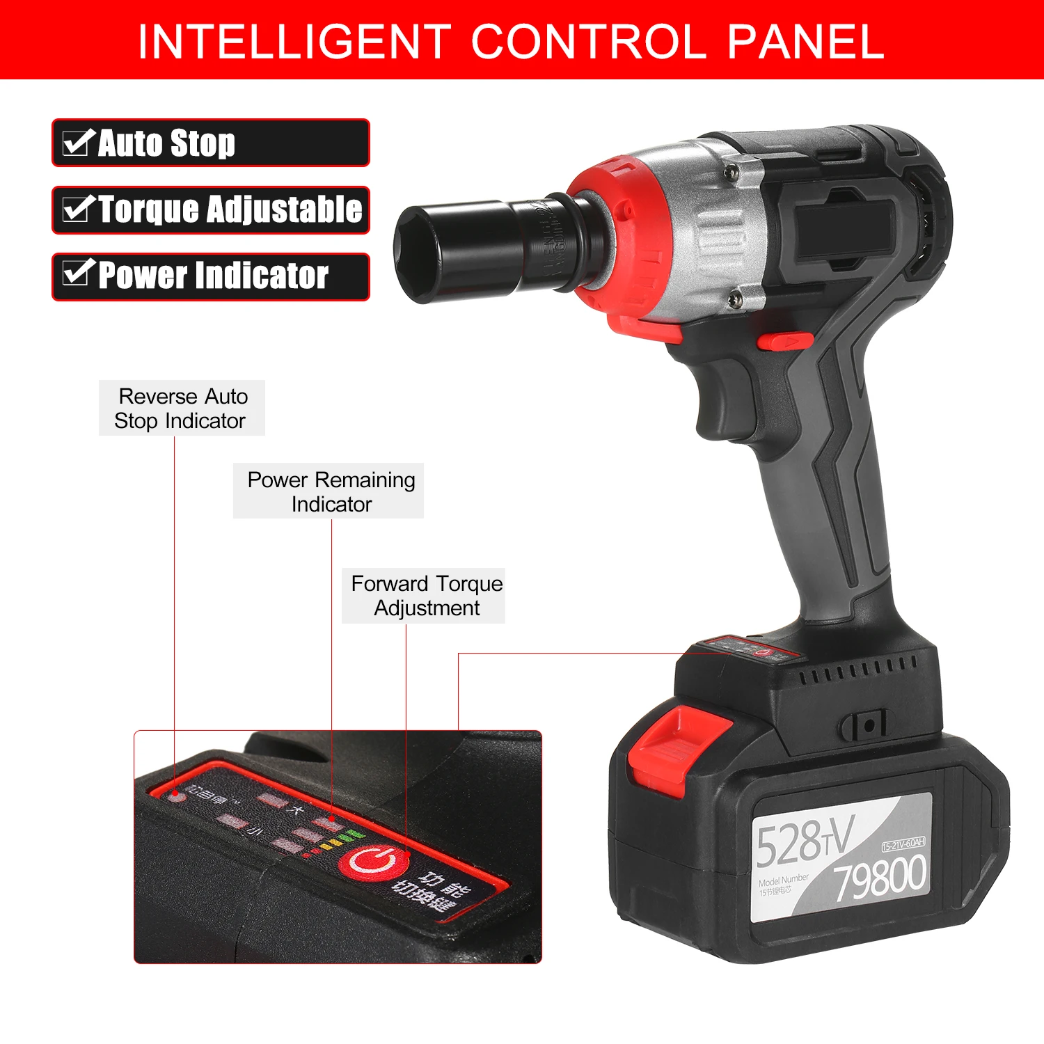 Беспроводной ударный гайковерт 980нм крутящий момент бесщеточный двигатель