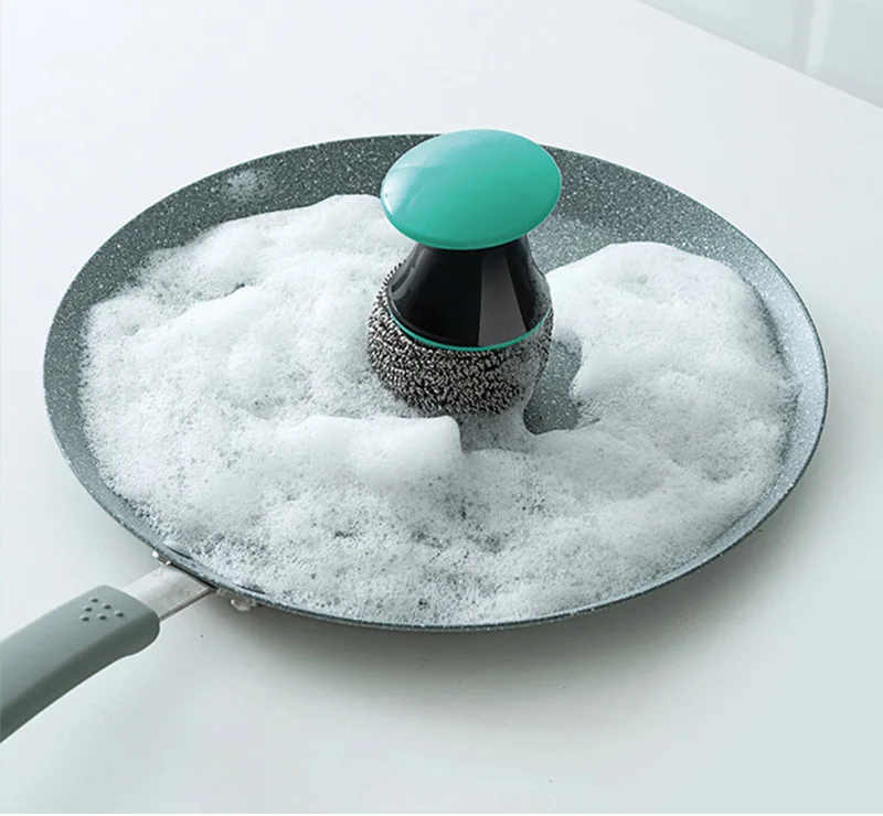 Щетка для чистки кастрюль с короткой ручкой из нержавеющей стали, щетка для чистки шариков, щетка для мытья проволоки
