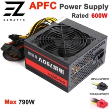 SAHARA PC Source Max 790W Rated 600W Computer Power Supply 24 Pin SATA 220V ETH Coin Mining Bitcoin Miner PSU Desktop Gaming PC