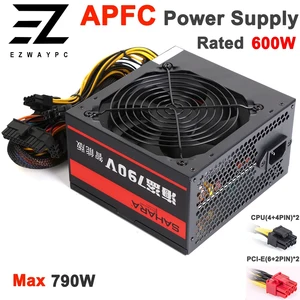 sahara pc source max 790w rated 600w computer power supply 24 pin sata 220v eth coin mining bitcoin miner psu desktop gaming pc free global shipping