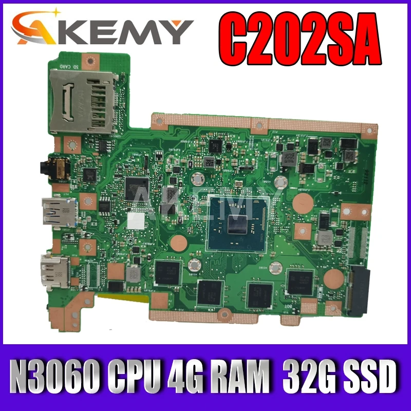 Akemy C202SA материнская плата для ноутбука ASUS C202S C202 тестовая оригинальная N3060 CPU 4G RAM