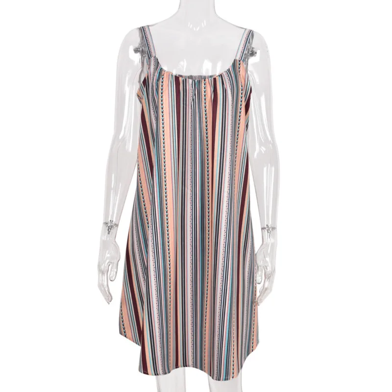 

Casual Women Clothes Sundress Female Beach Dress Mini Backless Striped Loose Dresses Summer Sexy Spaghetti Strap Vestidos