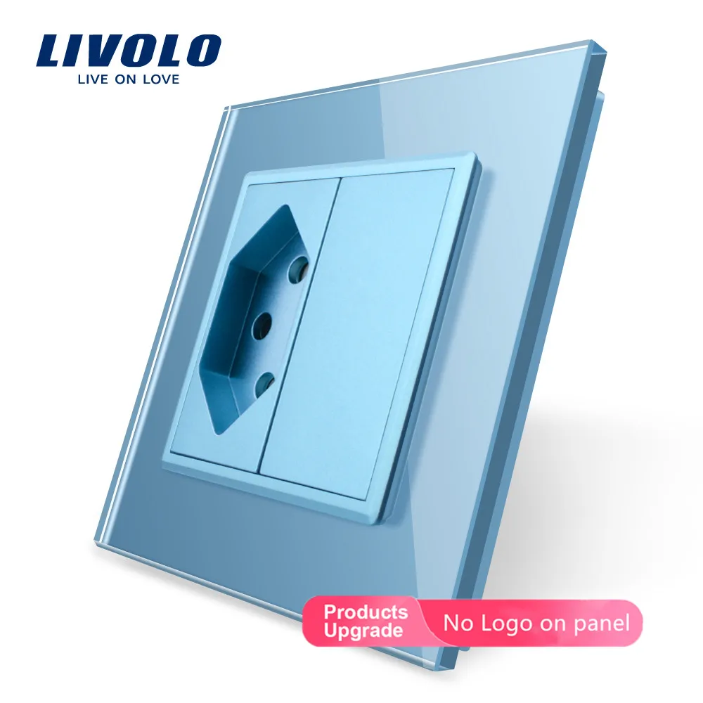 Livolo EU standard Switzerland розетка, 7 цветов кристальная стеклянная панель, AC 110~ 250 В настенная розетка, C7C1CH-11, без логотипа