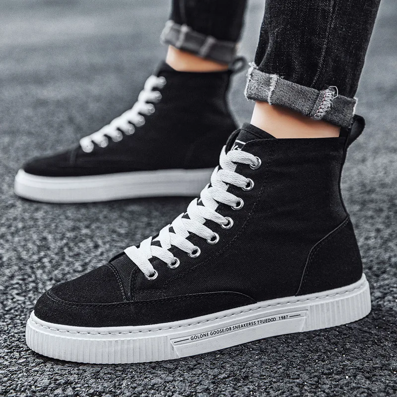 

ZEEKSON Men's High-top Sneakers Casual Shoes Fashion Breathable Canvas Shoes Korean Student Comfortable Shoes