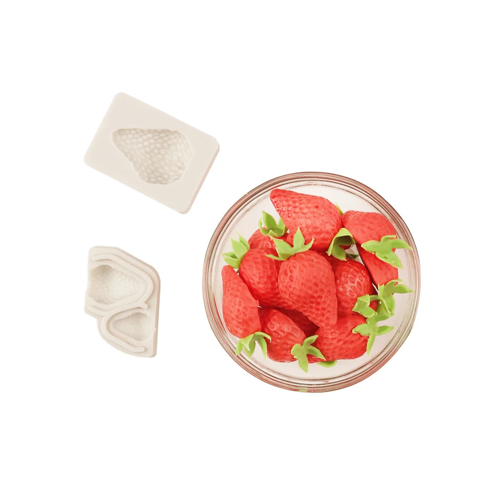 Форма для помадки 3D сделай сам белая форма клубника торта мыла шоколада