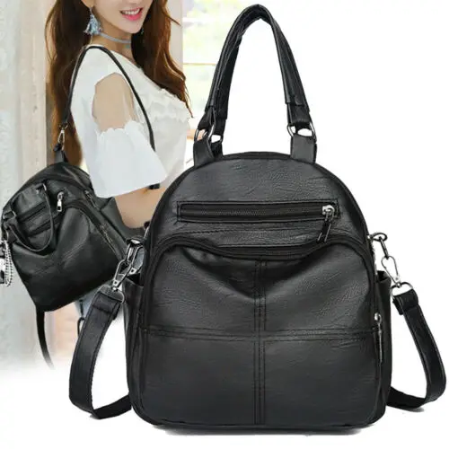 Женский черный школьный рюкзак повседневный Противоугонный из искусственной