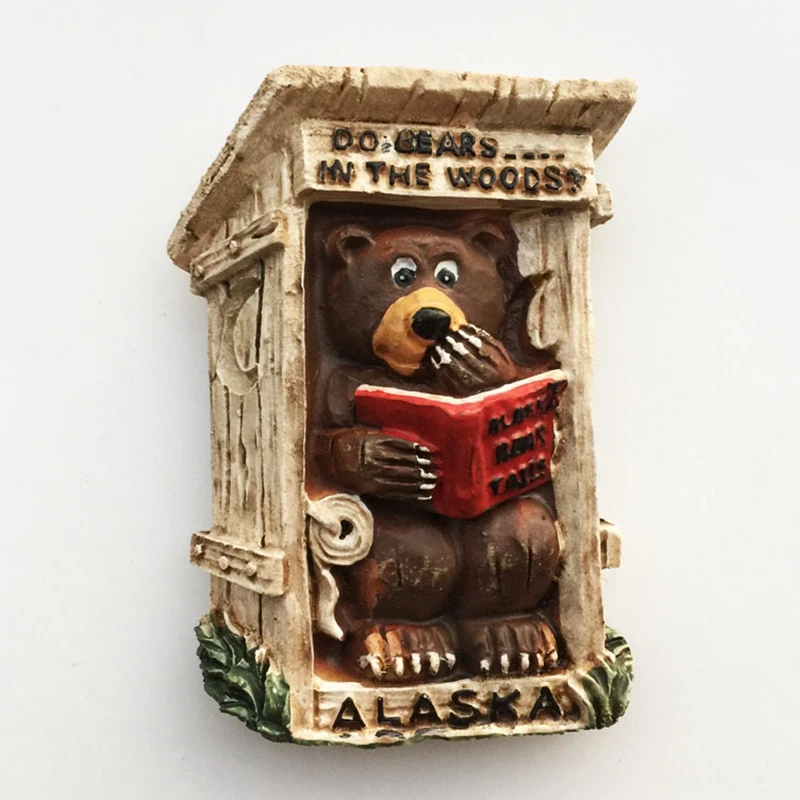 Новинка ручная роспись американский Аляска медведь книга для чтения 3D магниты на