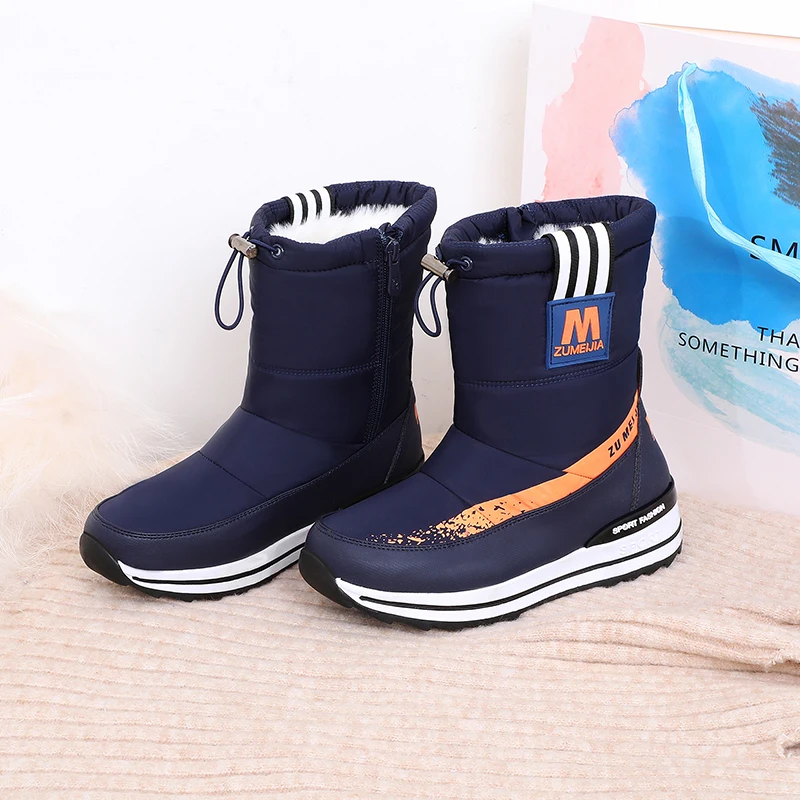 

Classic Women Winter Boots Mid-Calf Snow Boots Female Warm Fur Plush Insole High Quality Botas Mujer Size 34-43