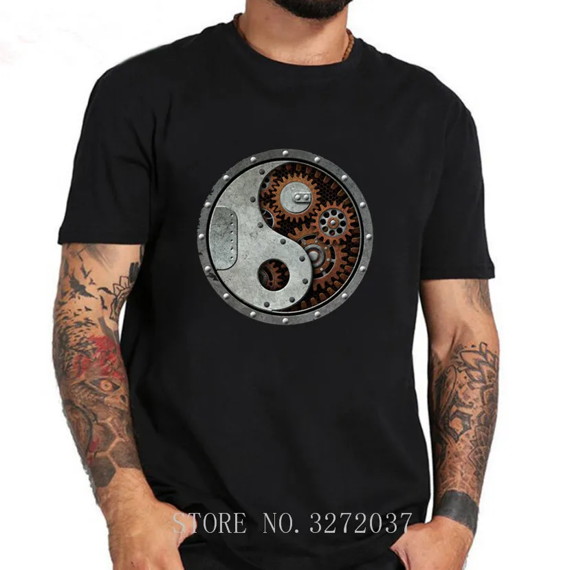 Промышленные футболки в стиле стимпанк Инь Ян китайском с короткими рукавами на