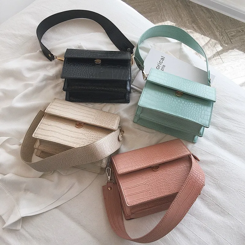 

Vintage Alligator Pattern Shoulder Bag For Women 2020 Luxury Handbags Women Bags Designer Female Messenger Crossbody Bags
