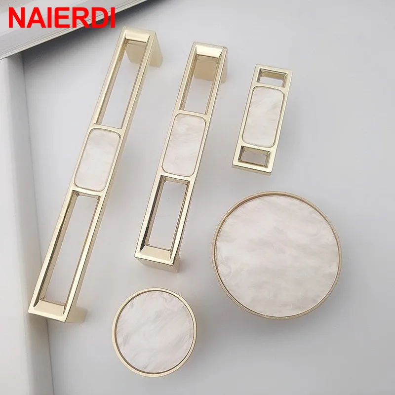 NAIERDI черный зеленый драгоценный камень ручка шкафа цинковый сплав Золотая мебель