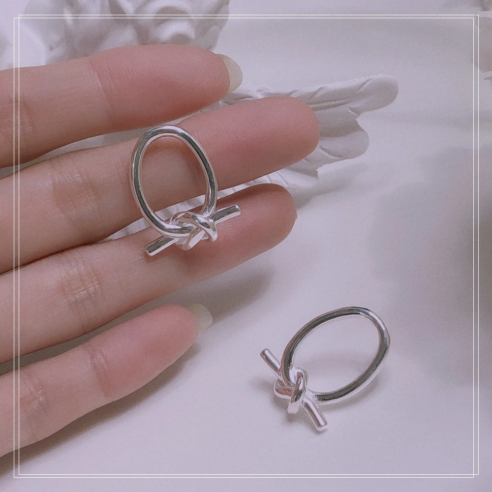 

S925 Sterling Silver knot bow earrings for women Simple Japanese and Korean online celebrities Free freight confidante gift