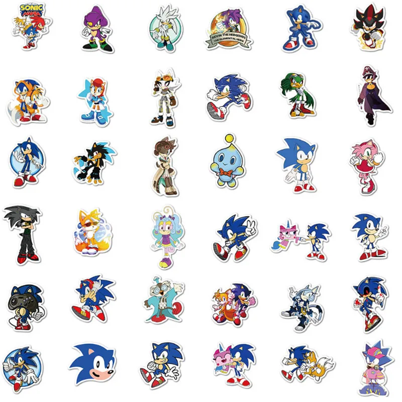 

100 pcs Sonic the Hedgehog Graffiti Waterproof Skateboard Travel Suitcase Phone Laptop Luggage Stickers Cute Kids Girl Toys