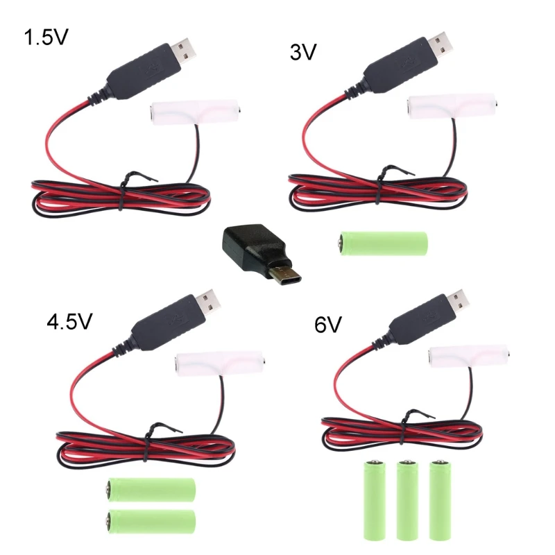 1 комплект блок питания LR6 для батареи AA USB или Type C может заменить 1-4 батарейки