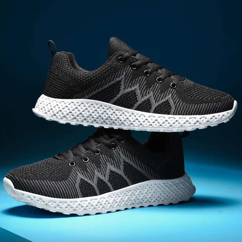 Black Sneakers Men Plus Size Light Running Shoes for Trainers Cheap Footwear Breathable Non-slip Mens Athletic | Спорт и развлечения