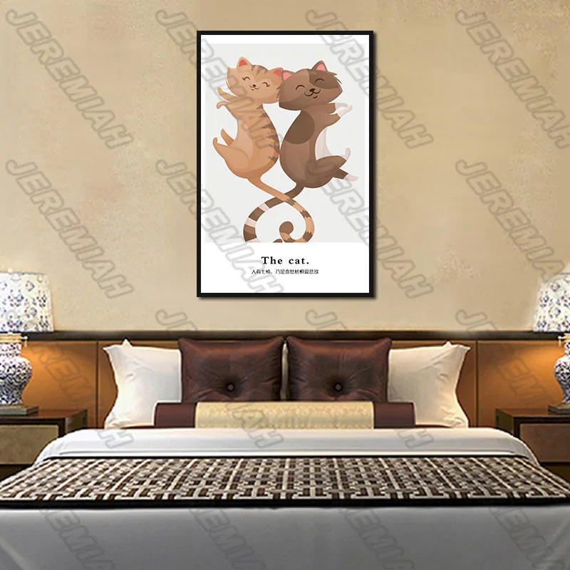 

Cute Kitten Poster Nordic Style Wall Art Canvas Print Painting Modern Living Room Decoration