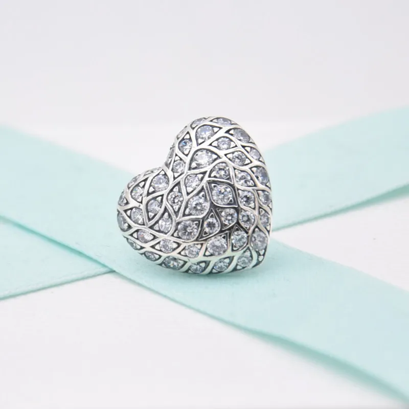 Новые зимние сверкающие серьги с сердечком из стерлингового серебра 925 пробы