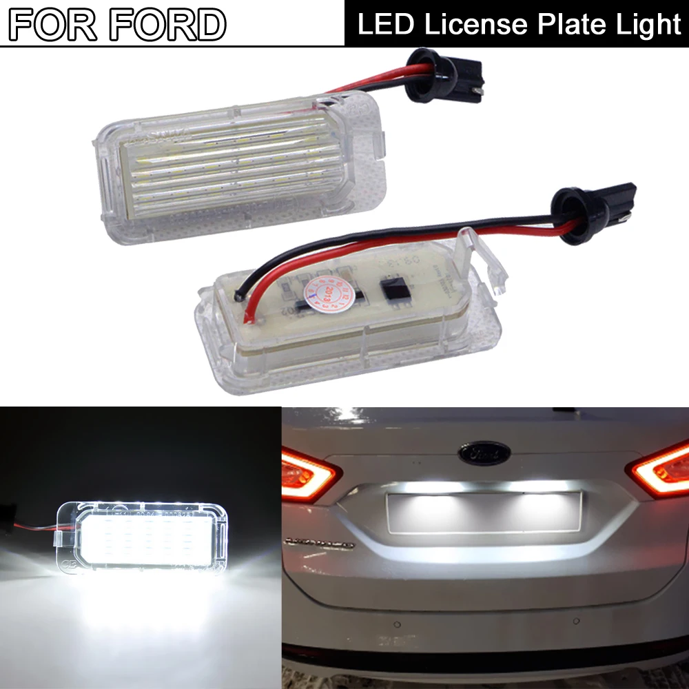 

2Pcs LED Number License Plate Light For Ford Fiesta Focus C-Max Grand Galaxy Kuga Mondeo S-Max B-Max Ecosport For Jaguar XJ XF