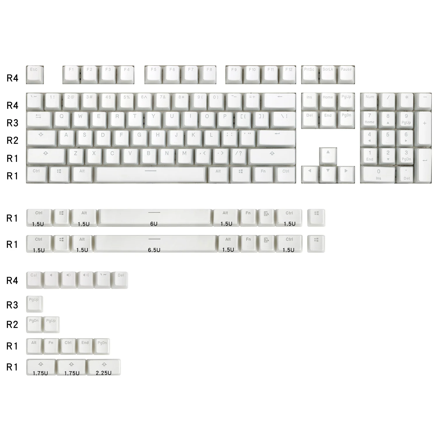 Пудинг V2 pbt doubleshot keycap oem с подсветкой для механической клавиатуры Белый Черный gh60