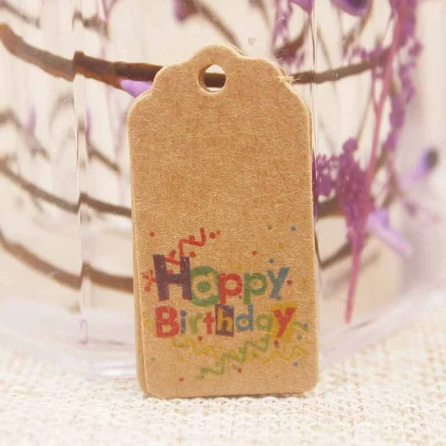 2x4cm 50 tag 50 шт./лот, белые/крафт-печатные этикетки для подарков на Рождество и год для торта на день рождения, вечерние этикетки для одежды - Цвет: 2x4cm 50 tag