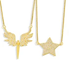 FLOLA белый камень ангел крылья волшебной феи и ожерелье для женщин CZ Pave Цирконий звезда Подвеска Ожерелье CZ позолоченное ювелирное изделие, подарок nkev43