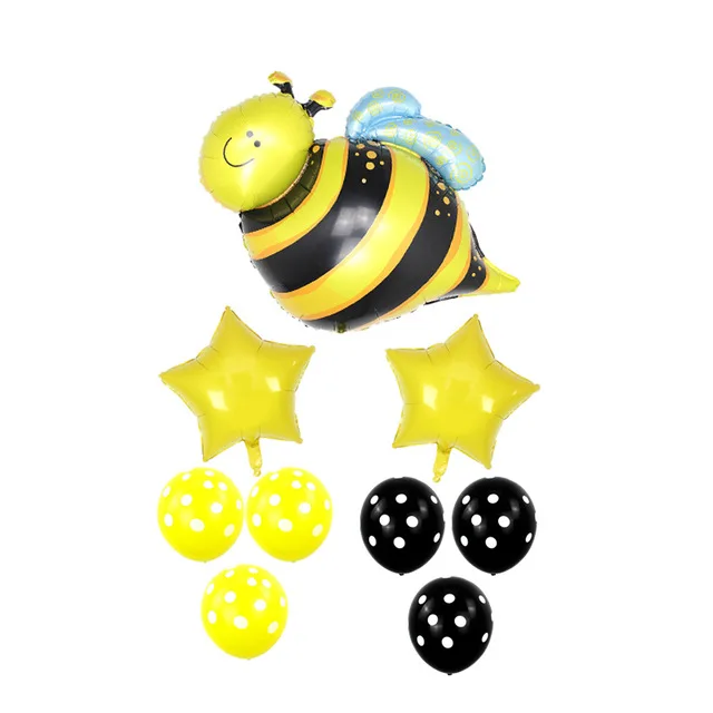 9pc bee set 1 KAMMIZAD воздушные шары из фольги в виде пчелы белый/желтый латексные шары набор пчелы домашнее животное День рождения украшение свадьбы/Хэллоуин/Рождество - Цвет: 9pc bee set 1